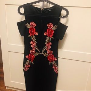 Colorful cut off shoulder dress